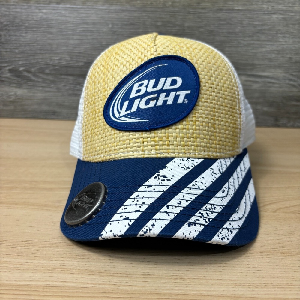 Bud Light‎ Hat Cap Snapback Brown Blue Beach Adjustable